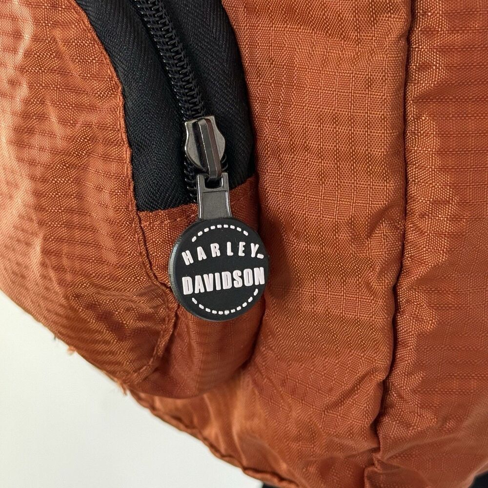 Harley-Davidson w/Bar & Shield Logo Orange Nylon Adjustable Backpack Daypack NEW - Picture 5 of 12